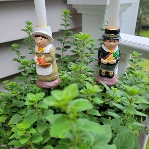 Pair of Vintage Teleflora Thanksgiving Pilgrims Candle Holders